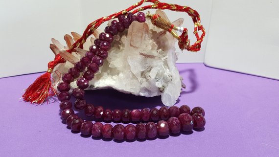 Natural Ruby Graduating Faceted Rondelle Beads 16 In. Strand, 496.5cts, 8.6mm To 13.6mm, Corundum Beads, Large, Perfect For Jewelry Making