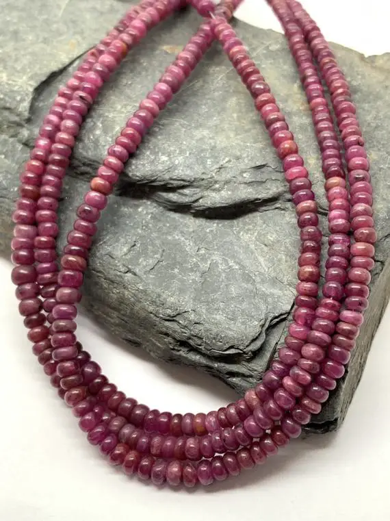Rustic Uneven Matte Ruby  Rondelle Handmade  Beads 3-4mm Aprx Handcut Natural Ruby Beads Organic Ruby Beads / Jewellery Making Red Gemstone