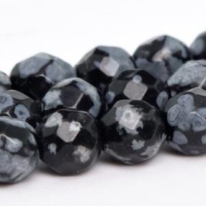 4MM Snowflake Obsidian  Beads Grade AAA Genuine Natural Gemstone Faceted Round Loose Beads 15" / 7.5" Bulk Lot Options (100857) | Natural genuine faceted Snowflake Obsidian beads for beading and jewelry making.  #jewelry #beads #beadedjewelry #diyjewelry #jewelrymaking #beadstore #beading #affiliate #ad
