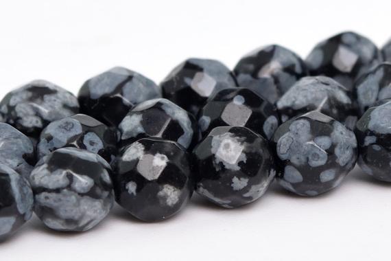 4mm Snowflake Obsidian  Beads Grade Aaa Genuine Natural Gemstone Faceted Round Loose Beads 15" / 7.5" Bulk Lot Options (100857)