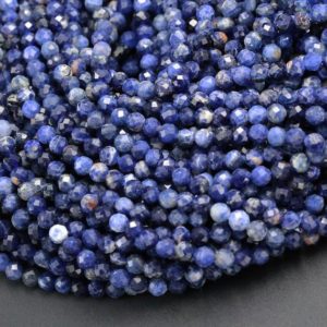 Shop Sodalite Faceted Beads! High Quality Natural Blue Sodalite 4mm 5mm 6mm Faceted Round Beads 15.5" Strand | Natural genuine faceted Sodalite beads for beading and jewelry making.  #jewelry #beads #beadedjewelry #diyjewelry #jewelrymaking #beadstore #beading #affiliate #ad