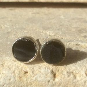 Shop Spinel Earrings! Black Stone Silver Stud Earrings, Rough Stone Earrings, Raw Spinel Silver Studs, Mens Studs | Natural genuine Spinel earrings. Buy handcrafted artisan men's jewelry, gifts for men.  Unique handmade mens fashion accessories. #jewelry #beadedearrings #beadedjewelry #shopping #gift #handmadejewelry #earrings #affiliate #ad