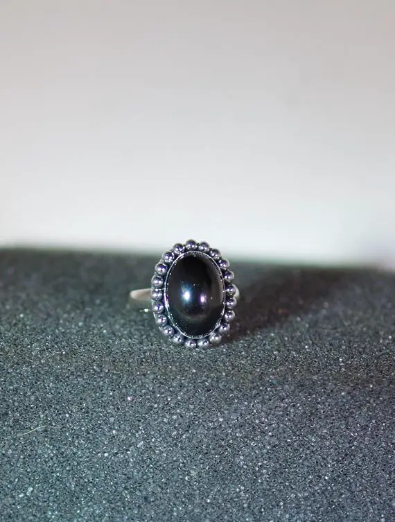 Sterling Silver & Gemstone Jewelry - Ring - Size 7 - Shown With Hematite Cabochon