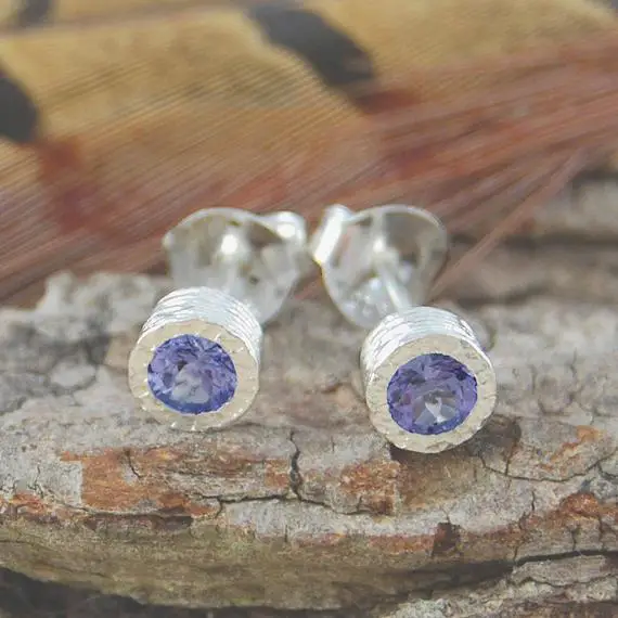 Tanzanite Earrings December Birthstone Earrings For Mom Dainty Stud Earrings Set Gemstone Sterling Silver Stud Earrings Set