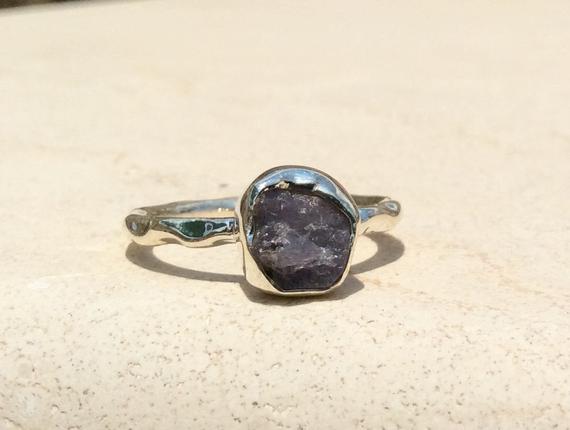 Raw Stone Ring, Tanzanite Silver Ring, Rough Stone Ring, Natural Gemstone Silver Jewellery