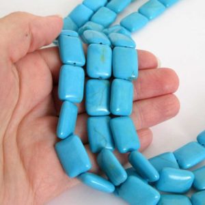 Shop Turquoise Bead Shapes! 18mm Chalk Turquoise Rectangle Beads – 10 Beads – Blue Chalk Turquoise Beads – 7" Strand Turquoise Beads, Turq211 | Natural genuine other-shape Turquoise beads for beading and jewelry making.  #jewelry #beads #beadedjewelry #diyjewelry #jewelrymaking #beadstore #beading #affiliate #ad