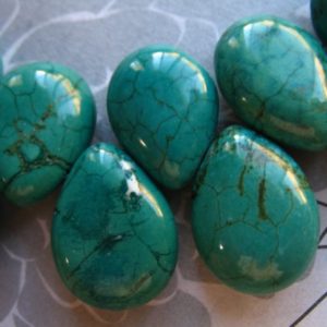 Shop Briolette Beads! 3-10 pcs, TURQUOISE Pear Briolette Bead, Genuine Turquoise, 17.5×13 mm, Aqua Green Blue, Smooth, december birthstone solo | Natural genuine other-shape Gemstone beads for beading and jewelry making.  #jewelry #beads #beadedjewelry #diyjewelry #jewelrymaking #beadstore #beading #affiliate #ad
