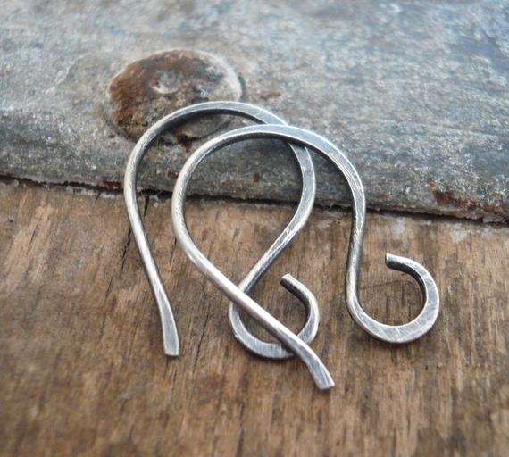 Twinkle Sterling Silver Earwires - Handmade. Handforged. 4+pairs. Oxidized And Polished Finish.