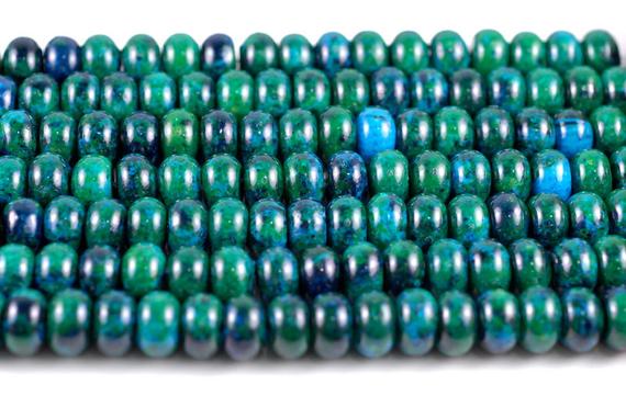 10x6-10x7mm Turquoise Chrysocolla Quantum Quattro Gemstone Donut Rondelle Loose Beads 16 Inch Full Strand (90114169-206)