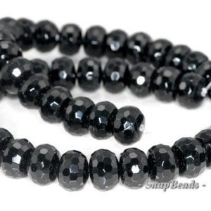 Shop Black Tourmaline Rondelle Beads! 10x6mm Black Tourmaline Gemstone Faceted Rondelle Loose Beads 7.5 inch Half Strand (90191392-B9-516) | Natural genuine rondelle Black Tourmaline beads for beading and jewelry making.  #jewelry #beads #beadedjewelry #diyjewelry #jewelrymaking #beadstore #beading #affiliate #ad