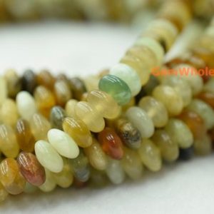 15.5" 5x8mm Natural flower jade rondelle beads, Natural flower jade disc beads, flower jade roundel beads BGXO | Natural genuine beads Gemstone beads for beading and jewelry making.  #jewelry #beads #beadedjewelry #diyjewelry #jewelrymaking #beadstore #beading #affiliate #ad