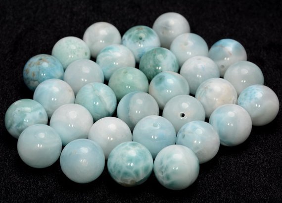 17mm Genuine Dominican Larimar Gemstone Grade A Blue Round 30 Beads Lot (80005734-880)