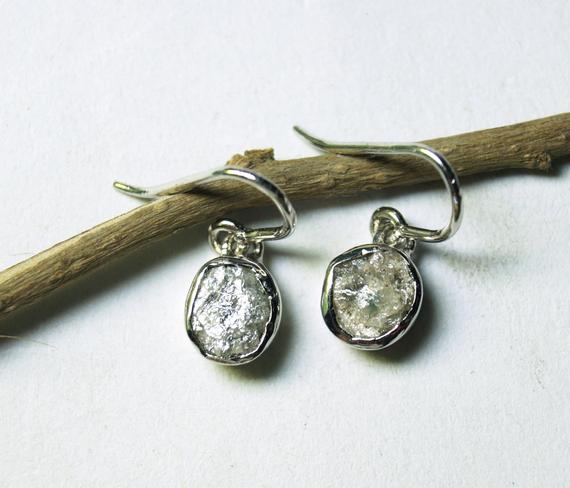 2.80 Tcw Natural Gray Diamond Earring - Raw Diamond Earring - Gray Rough Uncut Diamond Earring -925 Silver Hand Made Earring - Diamond Studs