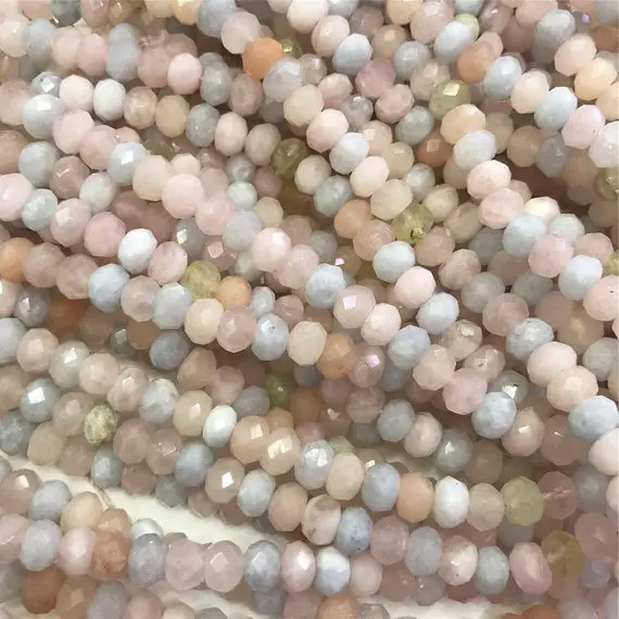 6mm 8mm Morganite Faceted Rondelle Beads , 15.5 Inch Strand,hole Approx 0.8mm