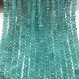 Shop Jade Rondelle Beads! 4mm Faceted Blue Glass Beads, Glass Jewelry | Natural genuine rondelle Jade beads for beading and jewelry making.  #jewelry #beads #beadedjewelry #diyjewelry #jewelrymaking #beadstore #beading #affiliate #ad