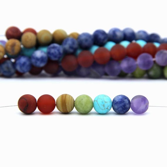 7 Chakra Beads Matte 8mm Set Chakra Gemstone Beads 49pcs Chakra Mala Beads Chakra Jewelry Supplies Healing Yoga Meditation Rainbow Gemstones 7 Chakra Beads Matte 8mm Set Chakra Gemstone Beads 49pcs Chakra Mala Beads Chakra Jewelry Supplies Healing Yoga Meditation Rainbow Gemstones