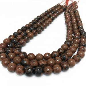 Shop Mahogany Obsidian Beads! 8mm Faceted Mahogany Obsidian Jasper Beads, Gemstone Beads, Wholesale Beads | Natural genuine faceted Mahogany Obsidian beads for beading and jewelry making.  #jewelry #beads #beadedjewelry #diyjewelry #jewelrymaking #beadstore #beading #affiliate #ad