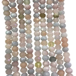 Shop Morganite Rondelle Beads! 8x5mm Faceted Multicolor Morganite Rondelle Beads, Rondelle Stone Beads, Gemstone Beads | Natural genuine rondelle Morganite beads for beading and jewelry making.  #jewelry #beads #beadedjewelry #diyjewelry #jewelrymaking #beadstore #beading #affiliate #ad
