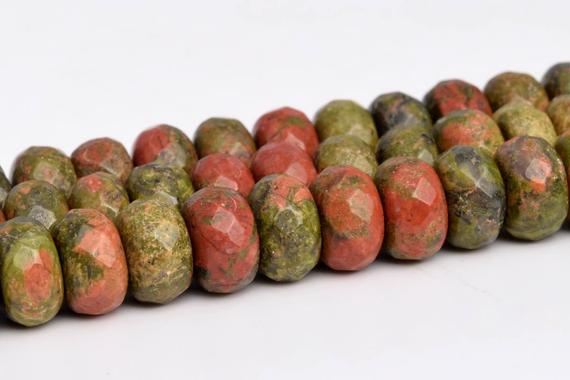 8x5mm Lotus Pond Unakite Beads Aaa Genuine Natural Gemstone Faceted Rondelle Loose Beads 15" / 7.5" Bulk Lot Options (102994)