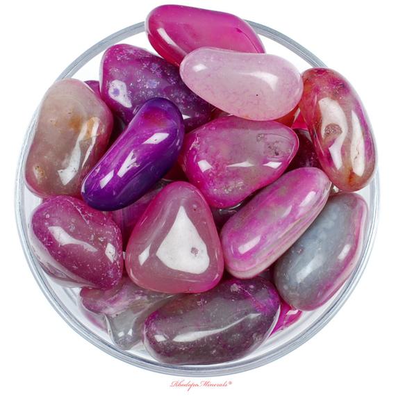 Pink Agate Tumbled Stone, Pink Agate, Tumbled Stones, Purple Agate, Stones, Crystals, Rocks, Gifts, Gemstones, Gems, Zodiac Crystals, Favors