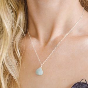 Shop Dainty Jewelry! Blue Aquamarine crystal necklace. March birthstone necklace. Dainty necklace gift for mom. Gemstone pendant necklace. Boho Necklace. | Natural genuine Gemstone jewelry. Buy crystal jewelry, handmade handcrafted artisan jewelry for women.  Unique handmade gift ideas. #jewelry #beadedjewelry #beadedjewelry #gift #shopping #handmadejewelry #fashion #style #product #jewelry #affiliate #ad