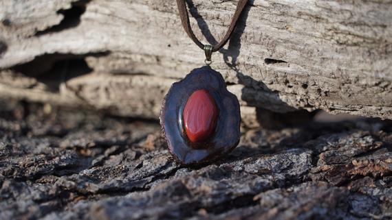 B Caapi Pendant With Mookaite Jasper / Red Gemstone / Banisteriopsis Caapi / Handmade Jewelry