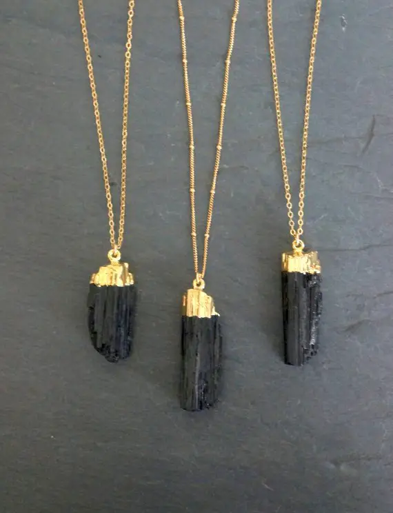 Tourmaline Necklace, Gold Tourmaline Necklace, Black Tourmaline Necklace, Raw Tourmaline Necklace, Tourmaline Pendant, Tourmaline Jewelry