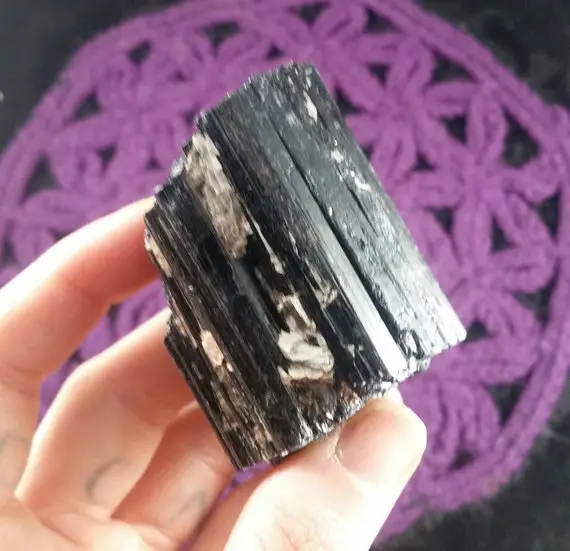 Black Tourmaline Crystal Stones Natural Crystals Chunk Rough Protection Schorl Raw Grounding Haystack