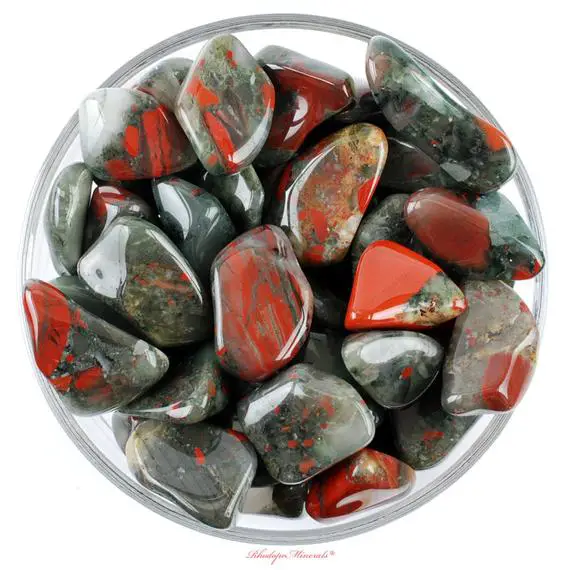 Bloodstone Heliotrope Tumbled Stone, Bloodstone, Heliotrope, Tumbled Stones, Wedding Favors, Stones, Crystals, Rocks, Gifts, Gemstones, Gemd