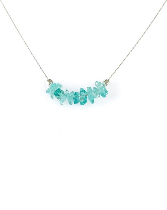 Blue Apatite Necklace, Throat Chakra Crystal Choker, Encouragement Gift, Mindfulness Jewelry