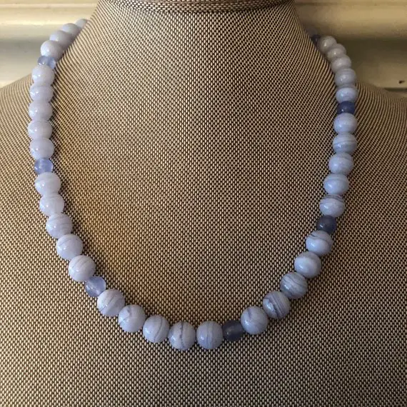Blue Lace Agate Beaded Necklace