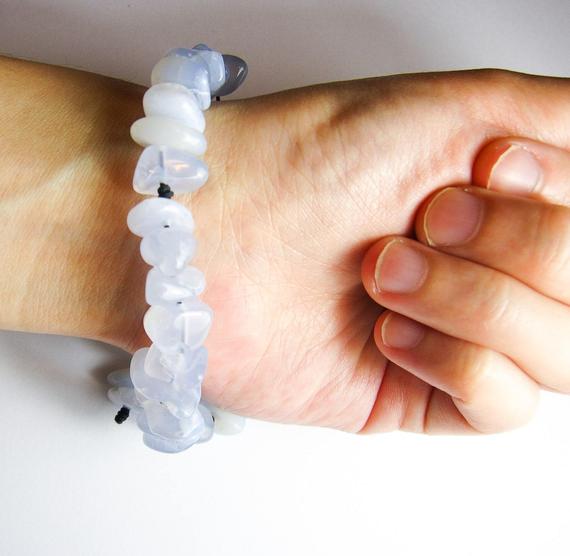 Blue Lace Agate, Good Luck Bracelet, Raw Stone Bracelet, Protection Bracelet, Everyday Bracelet, Nature Bracelet, Multi Stone Bracelet