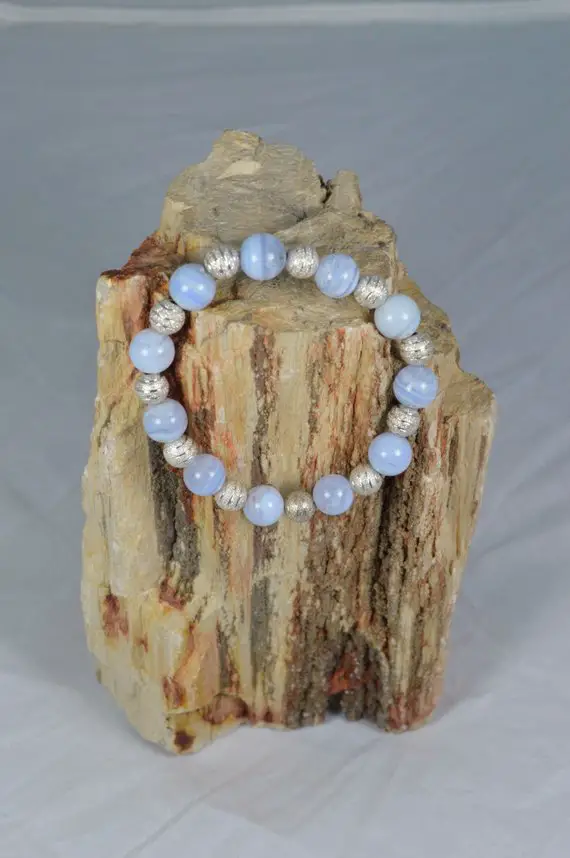 Blue Lace Agate Bracelet, Blue Lace Agate Stacking Bracelet,  Reiki Healing Bracelet, Healing Crystal Bracelet