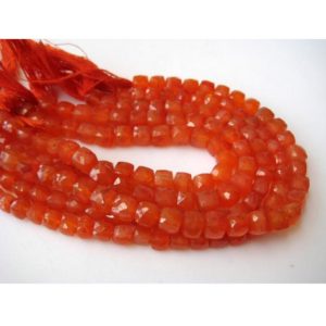Shop Carnelian Bead Shapes! 7mm Carnelian Faceted Box Beads, Carnelian Faceted Cubes, Carnelian Cubes For Jewelry (4IN To 8IN Options) | Natural genuine other-shape Carnelian beads for beading and jewelry making.  #jewelry #beads #beadedjewelry #diyjewelry #jewelrymaking #beadstore #beading #affiliate #ad