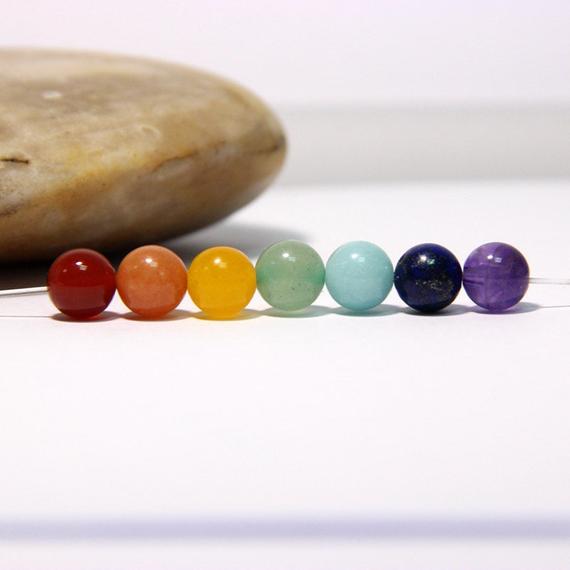 Chakra Beads 8mm Set Chakra Stone Set 7 Chakra Gemstone Beads Chakra Mala Beads Gemstones For Chakra Jewelry Healing Yoga Meditation Beads
