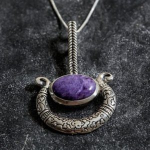 Shop Charoite Jewelry! Charoite Pendant, Natural Charoite, Purple Pendant, Vintage Pendants, Gemini Birthstone, Artistic Pendant, Solid Silver Pendant, Charoite | Natural genuine Charoite jewelry. Buy crystal jewelry, handmade handcrafted artisan jewelry for women.  Unique handmade gift ideas. #jewelry #beadedjewelry #beadedjewelry #gift #shopping #handmadejewelry #fashion #style #product #jewelry #affiliate #ad