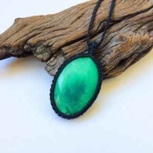 Shop Chrysoprase Necklaces! Chrysoprase necklace, Green Chrysoprase stone macrame necklace, Large Green gem, Natural stone, Adjustable macrame necklace, Unisex necklace | Natural genuine Chrysoprase necklaces. Buy crystal jewelry, handmade handcrafted artisan jewelry for women.  Unique handmade gift ideas. #jewelry #beadednecklaces #beadedjewelry #gift #shopping #handmadejewelry #fashion #style #product #necklaces #affiliate #ad