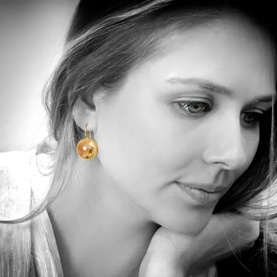 Citrine Earrings · Statement Earrings · Large Earrings · Stud Earrings · Citrine Jewelry · November Birthstone Earrings
