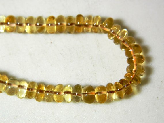 9-9.5mm Citrine Plain Rondelle Beads, Citrine Smooth Rondelle Beads, Citrine Rondelles For Jewelry 3 Inch Strand, 12 Pieces Approx