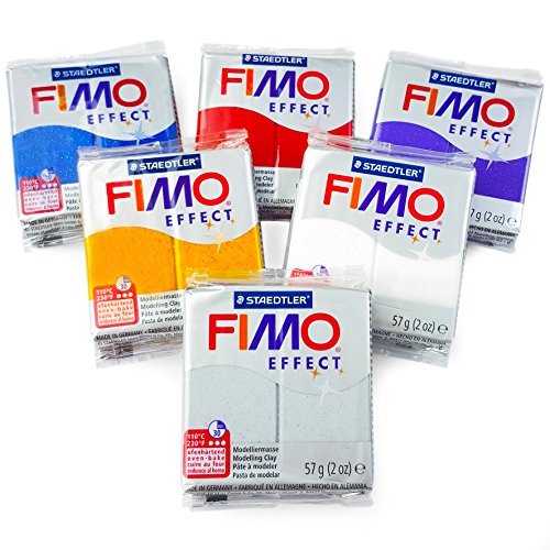 Fimo Effect Polymer Oven Modelling Clay - 57g - Set Of 6 - Glitter Finish