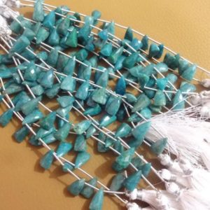 Shop Chrysocolla Bead Shapes! Five Perfectly Matched Pairs AAA Grade CHRYSOCOLLA Faceted Pyramid shape Briolette beads, Elongated pyramid, Size 7×15 mm | Natural genuine other-shape Chrysocolla beads for beading and jewelry making.  #jewelry #beads #beadedjewelry #diyjewelry #jewelrymaking #beadstore #beading #affiliate #ad