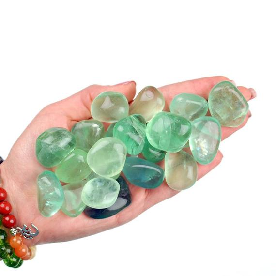 Green Fluorite Tumbled Stone, Rainbow Fluorite Crystals, Metaphysical Crystals, Rainbow Fluorite Healing Stones, Fluorite Gemstone, Gifts