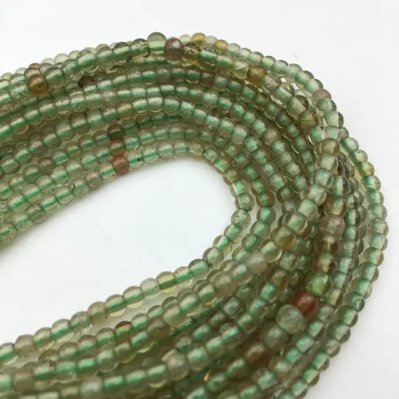 Natural Green Garnet Smooth Irregular Round Beads 3mm Approx 15.5" Strand