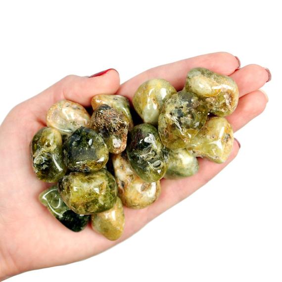 Green Garnet Tumbled Stone, Green Garnet, Tumbled Stones, Crystals, Stones, Gifts, Rocks, Gems, Gemstones, Zodiac Crystals, Healing Crystals