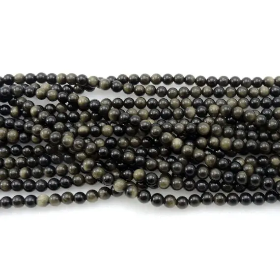 Natural Golden Obsidian Beads 4mm 6mm 8mm 10mm Aaa High Quality 15.5" Strand