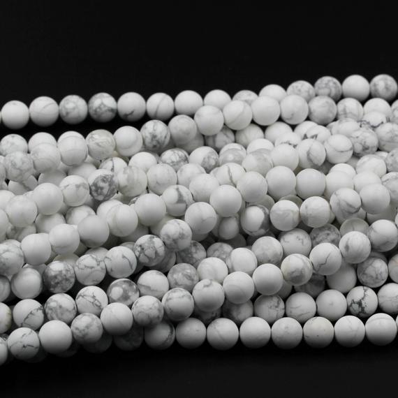 Matte Natural White Howlite 4mm 6mm 8mm 10mm 12mm Round Beads High Quality A Grade Wholesale Bulk Discount 15.5" Strand