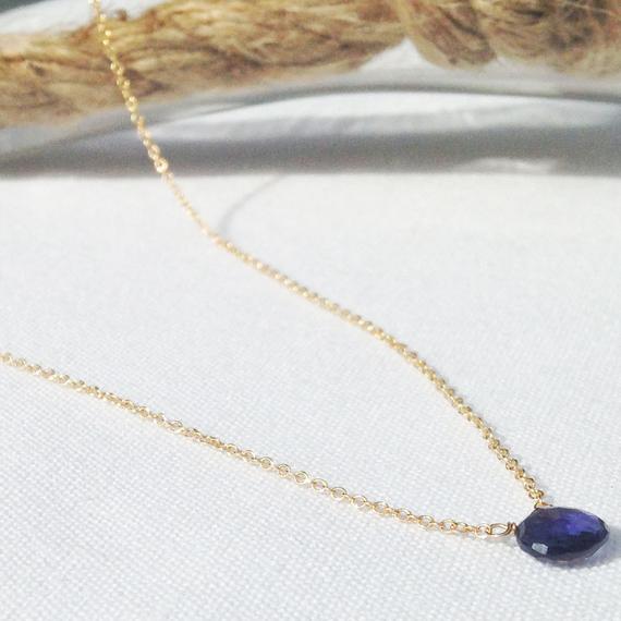 Dainty Iolite Necklace, Minimalist Iolite Jewelry, September Birthstone Necklace