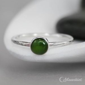 Green Jade Ring for Her, Sterling Silver Jade Ring, Bezel Set Jade Promise Ring, Simple Jade Stacking Ring | Moonkist Designs | Natural genuine Gemstone rings, simple unique handcrafted gemstone rings. #rings #jewelry #shopping #gift #handmade #fashion #style #affiliate #ad