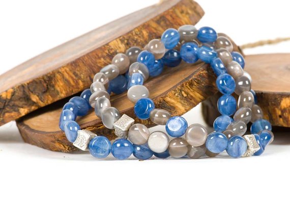 Kyanite Bracelet, Blue Gemstone, Chocolate, Gemstone Bracelet, Handmade Jewelry, Gemstone Jewelry, Unique-gift-for-wife, Energy, Chakra