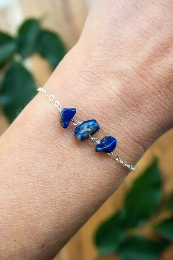 Lapis Lazuli Bead Bracelet. Gemstone Bracelets. Bracelets For Women. Beaded Bracelets. Lapis Lazuli Bracelet. September Birthstone Bracelet.